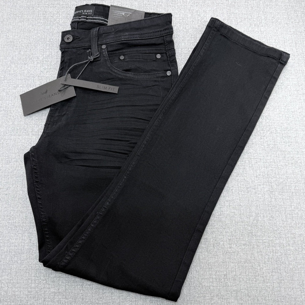 Mens STEVE'S JEANS Slim Stretch Alec Black 5 Pocket Jeans NWT 32x32 $72